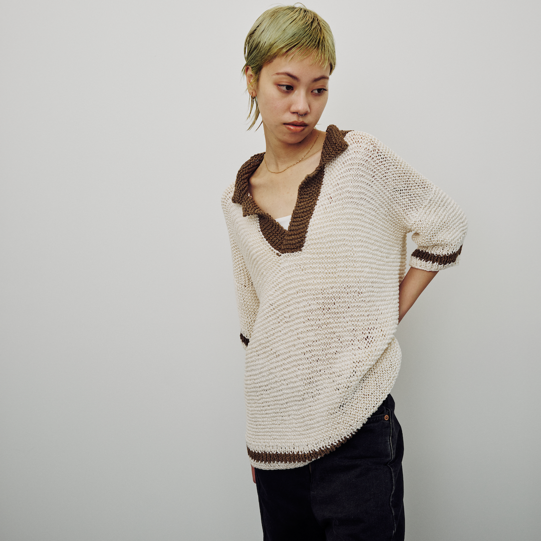MAYDI / Rib Stitch Vネック アルゼンチンニット