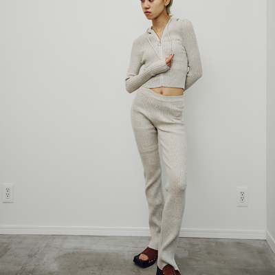 GIUGIU-Shrunken Ribbed X Long Layer Pant,  Tumbleweed